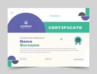 Blue Appreciation and Achievement Certificate Template Design, Clean modern certificate, Diploma Certificate vector template, achievement certificate with a badge.