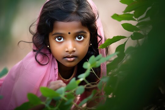 Curious Kerala Girl in Pink Pattu Pavada Explores with Twinkling Eyes