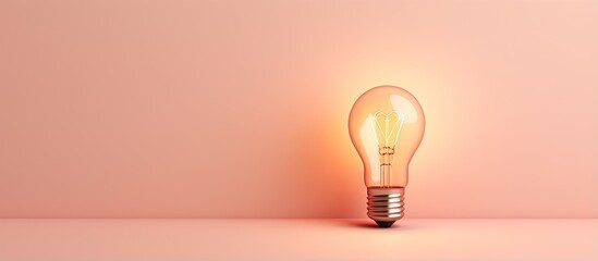 Creativity concept illustrated with a light bulb against a isolated pastel background Copy space