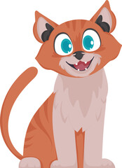 A funny and adorable red cat is resting. Vector Illustration.