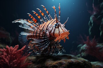 lionfish in aquarium, Generative AI