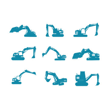 set of excavator logo vector illustrator