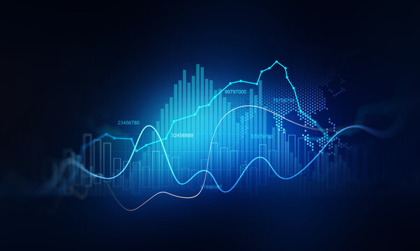 Analysis finance graph and market chart investment.  Business development, financial plan and strategy. Stock market business and exchange financial growth graph. Investment finance chart.