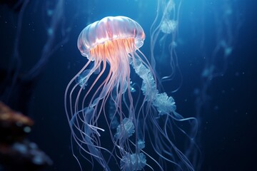 jelly fish in the aquarium, Generative AI - obrazy, fototapety, plakaty