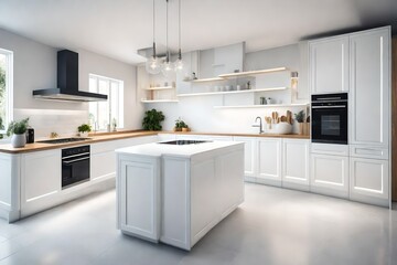 Modern Contemporary white kitchen room interior