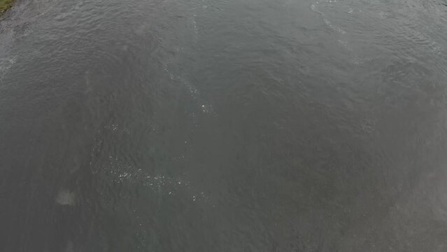 Steadicam aerial video of the Burra River with the Brouarfoss waterfall, Iceland