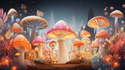 A group of mushrooms that are standing in the grass