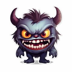 Obraz premium A cartoon monster with big yellow eyes. Digital art.