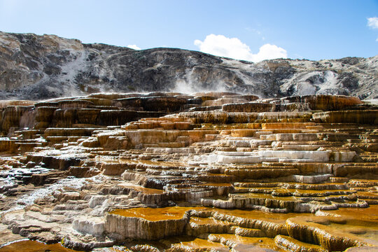Mammoth Hot Springs in Yellowstone National Park USA