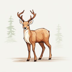 Obraz premium flat deer clip art isolated on white background