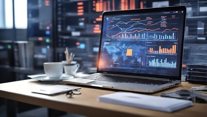 Computer laptop and dashboard for Data document Manage