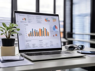 Computer laptop and dashboard for Data document Manage