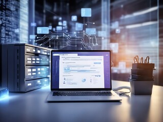 Computer laptop and dashboard for Data document Manage