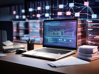 Computer laptop and dashboard for Data document Manage