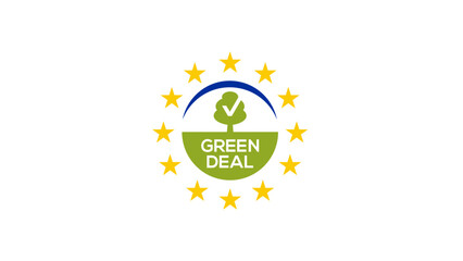 European Green Deal. Approval of the concept of sustainable, environmental. Vector icon,logo  illustration template.