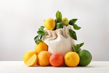 Vibrant Assortment of Citrus Fruits: A Splash of Freshness on a White Surface