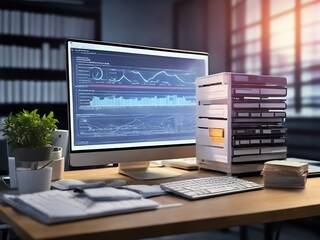 Computer laptop and dashboard for Data document Manage