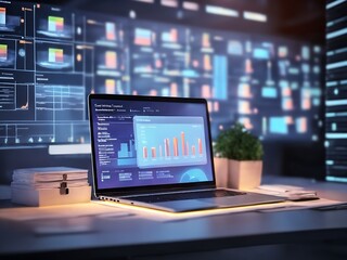 Computer laptop and dashboard for Data document Manage