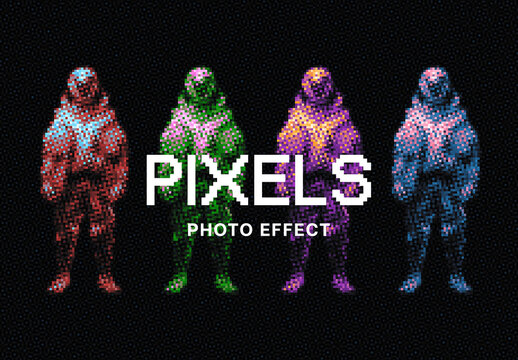 Colored Pixels Photo Effect Mockup With Generative AI Preview