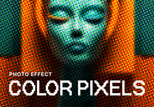 Colorful Pixels Photo Effect Mockup With Generative AI Preview
