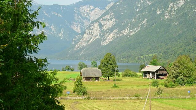Bohinj valley below Julian Alps in Triglav national park in Slovenia