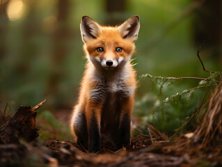 Adorable Red Fox Kit in the Forest