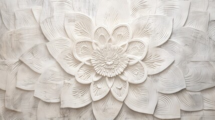  a large white flower on a white wall in a room.  generative ai