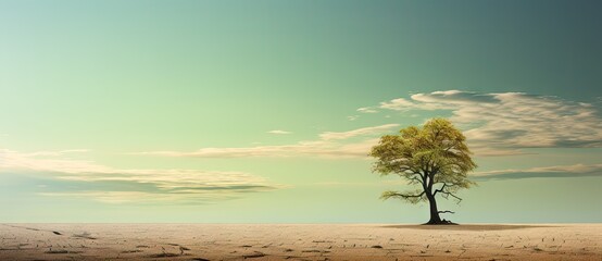 Tree in the field banner background. Environment conservation and global warming concept.