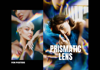 Prismatic Lens Poster Photo Effect Mockup