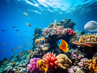 Colorful Coral Reef and Tropical Fish