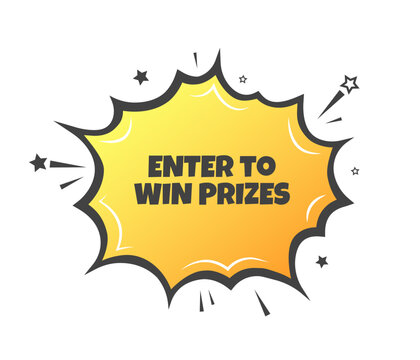 Enter to win prizes explosion. Flat, yellow, enter to win, enter to win prizes. Vector icon
