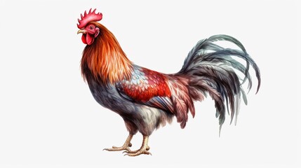 Fototapeta premium a rooster realistic detailed clipart on white background.Generative AI