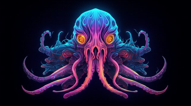 An illustration of an alien turbo squid monster in the.Generative AI