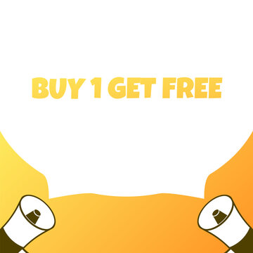 Buy 1 get free plate. Flat, yellow, business icon, buy 1 get free plate. Vector icon