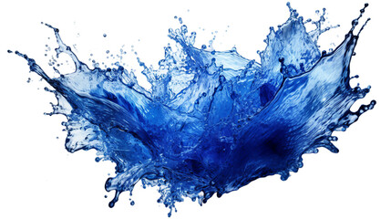 Blue water splash and wave isolated on transparent background