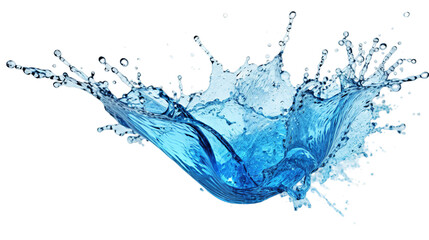Blue water splash and wave isolated on transparent background