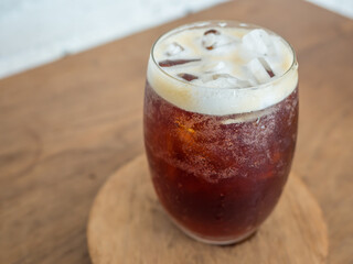 ice coffee made by cold brew method with nitrogen