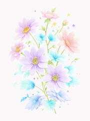 Abstract background with beautiful pastel colored flower and leaf patterns 25