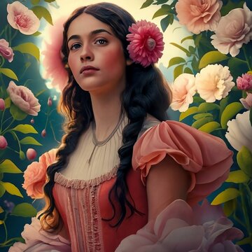 When you come darling flowers bloom in the gurden, cinematic Generative AI