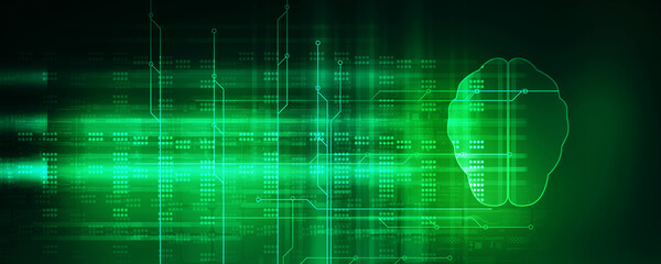 2d illustration Concept of thinking, background with brain, Abstract Artificial intelligence. Technology web background
