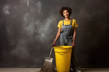Black Female Janitor Professional Job Expertise Work Environment Backdrop Generative AI