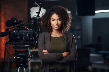 Black Female Journalist Occupation Work Role Work Environment Backdrop Generative AI