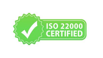 ISO 22000 environmental management system certified sign - international standard approved stamp - green isolated icon. Round rubber seal stamp. Certification stamp. Vector illustration