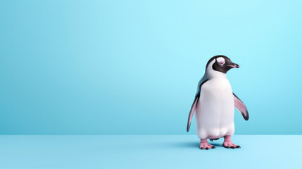 Fancy Penguin,  advertising photography,   Pastel color palette background