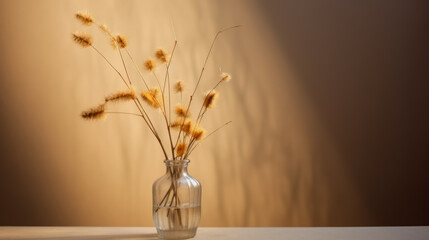 Vase with empty background Interior design inspiration with flowers and vases on the table in the house.