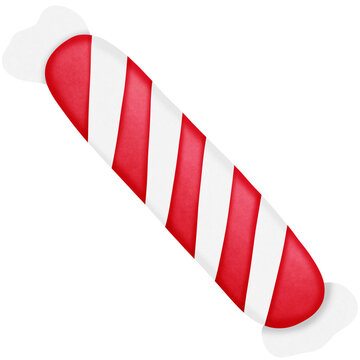 Red Christmas candy cane isolated on transparent background 