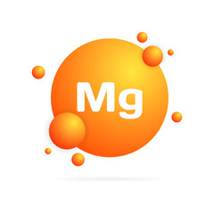 Mg vitamin icon. Flat, orange, Mg vitamin, magnesium icon, Mg circle. Vector icon