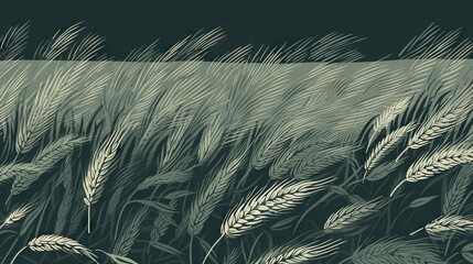  a drawing of a field of wheat with a black background.  generative ai