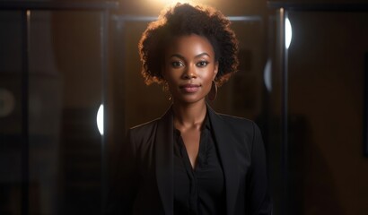 Black Woman Office Clerk Professional Job Expertise Workplace Backdrop Generative AI