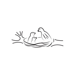  ICON  OF A BIRD FEEDING IN A NEST